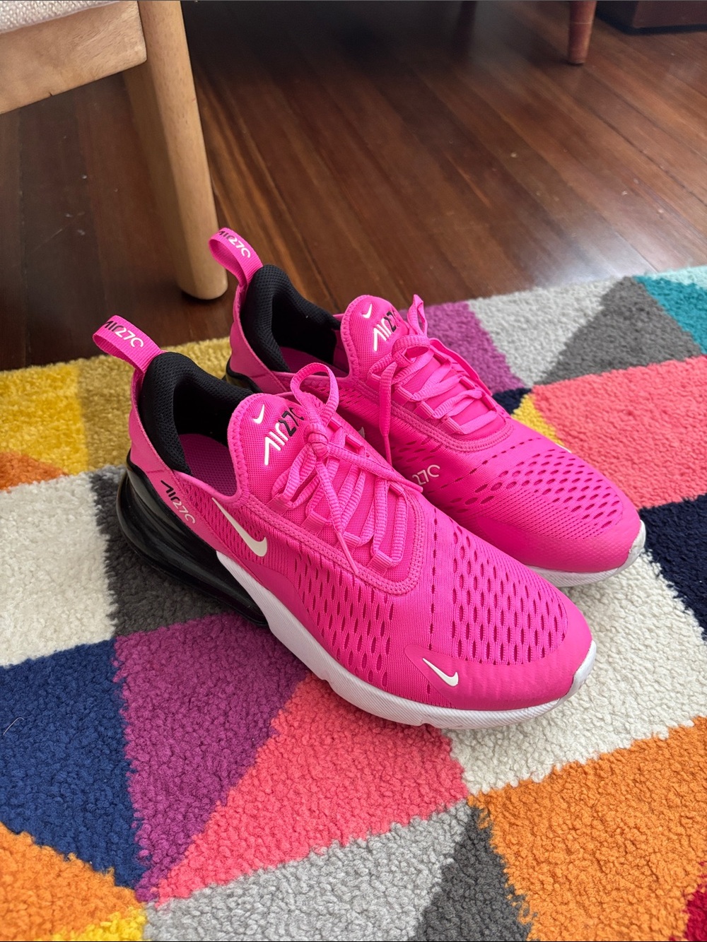 Nike Pink and White Air Max 270 Sneakers